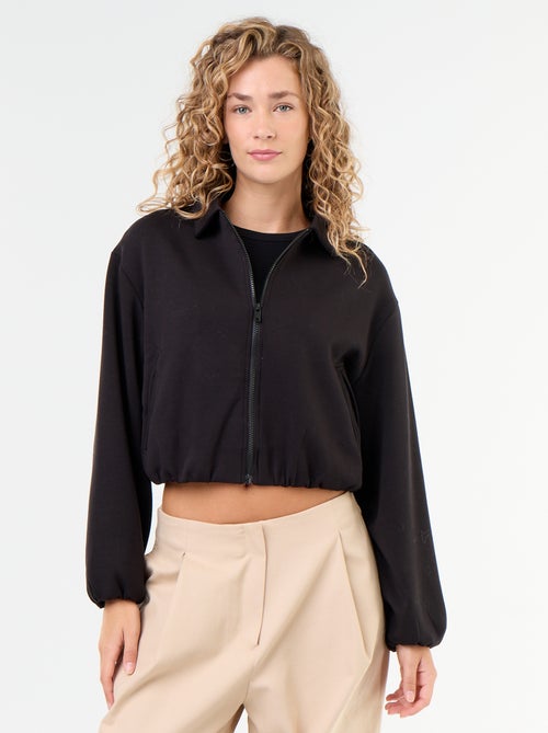 Sudadera con cremallera y cuello de camisa - Kiabi