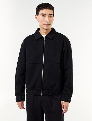 Sudadera con cremallera y cuello de camisa