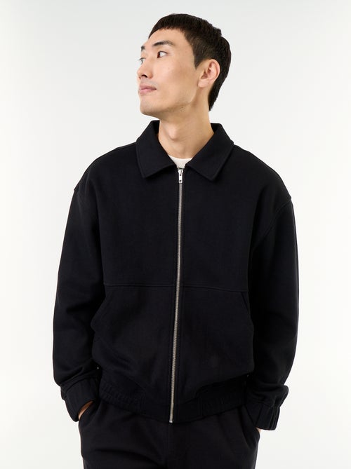 Sudadera con cremallera y cuello de camisa - Kiabi