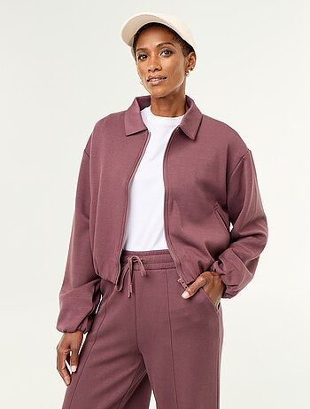 Sudadera con cremallera y cuello de camisa