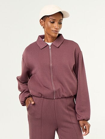 Sudadera con cremallera y cuello de camisa