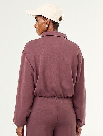 Sudadera con cremallera y cuello de camisa