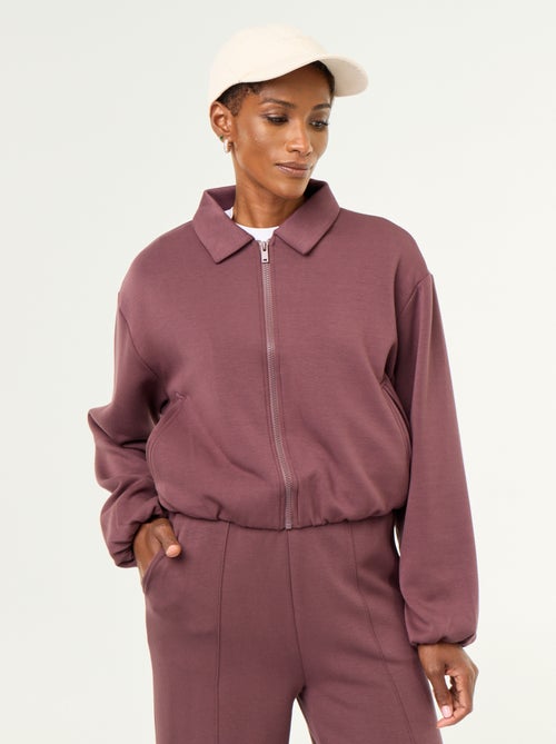 Sudadera con cremallera y cuello de camisa - Kiabi