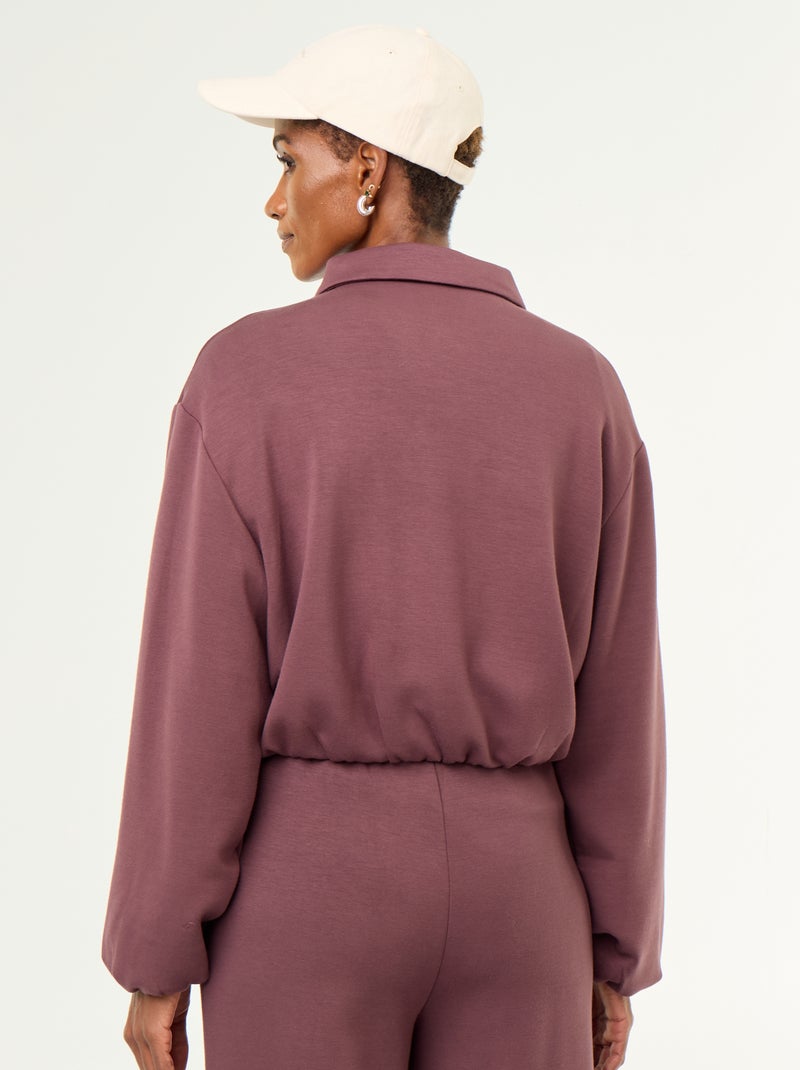 Sudadera con cremallera y cuello de camisa Purpura - Kiabi