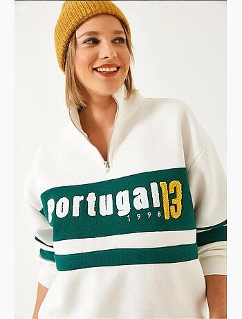 Sudadera con cremallera y estampado de tres capas cepilladas lucci