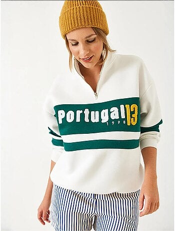 Sudadera con cremallera y estampado de tres capas cepilladas lucci
