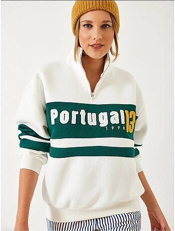 Sudadera con cremallera y estampado de tres capas cepilladas lucci
