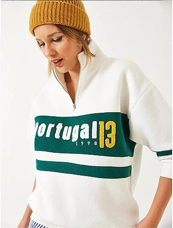 Sudadera con cremallera y estampado de tres capas cepilladas lucci
