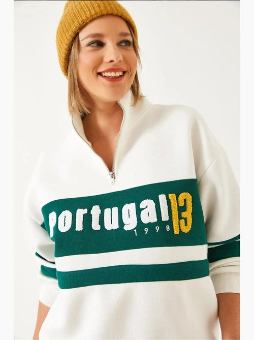 Sudadera con cremallera y estampado de tres capas cepilladas lucci - Kiabi Sudadera con cremallera y estampado de tres capas cepilladas lucci - Kiabi