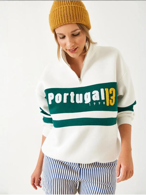 Sudadera con cremallera y estampado de tres capas cepilladas lucci - Kiabi Sudadera con cremallera y estampado de tres capas cepilladas lucci - Kiabi
