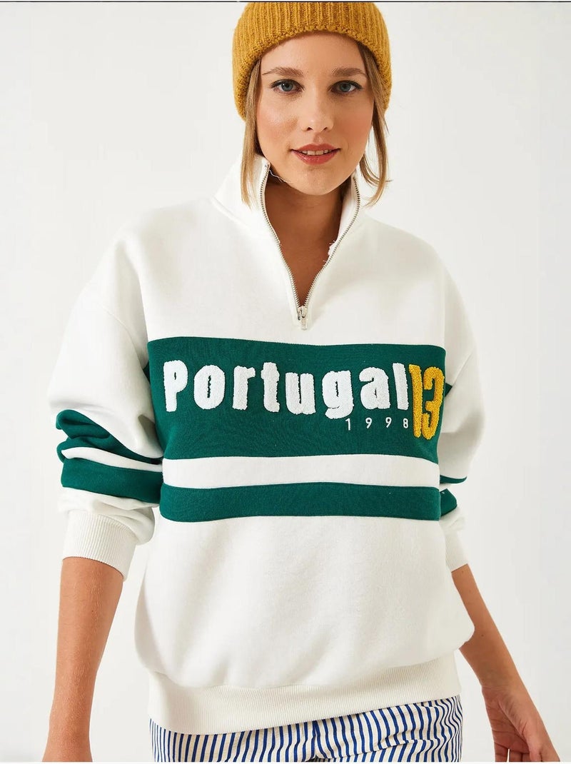Sudadera con cremallera y estampado de tres capas cepilladas lucci Multicolor - Kiabi