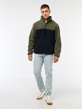 Sudadera con cuello alto y botones a presión