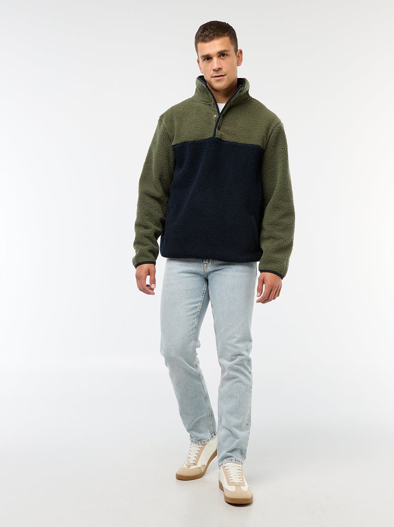 Sudadera con cuello alto y botones a presión Azul - Kiabi