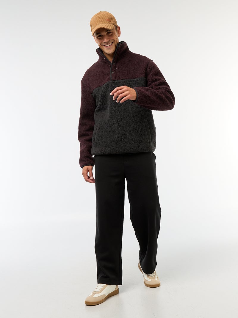 Sudadera con cuello alto y botones a presión Negro - Kiabi