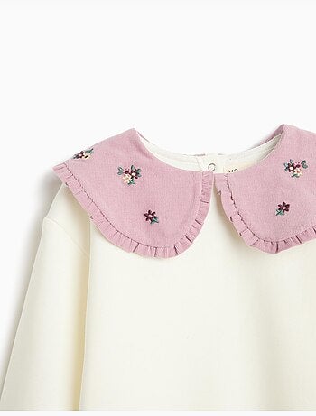Sudadera con cuello bordado, mo fashion