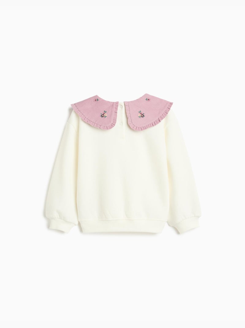 Sudadera con cuello bordado, mo fashion Blanco - Kiabi