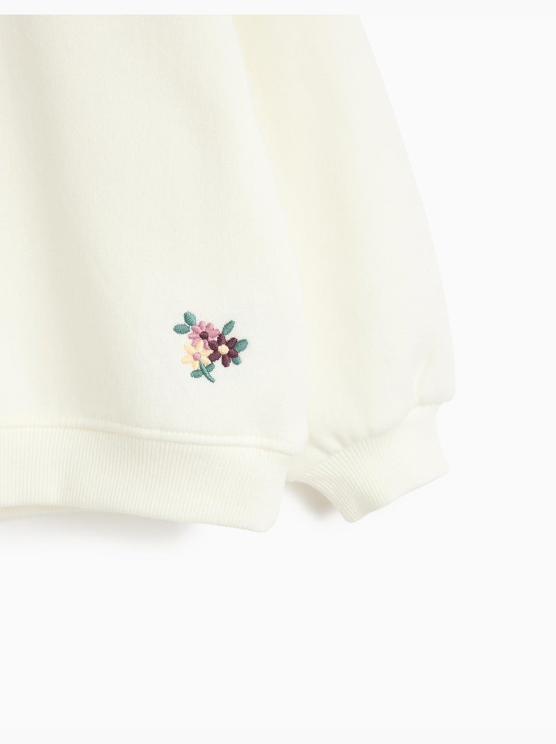Sudadera con cuello bordado, mo fashion Blanco - Kiabi