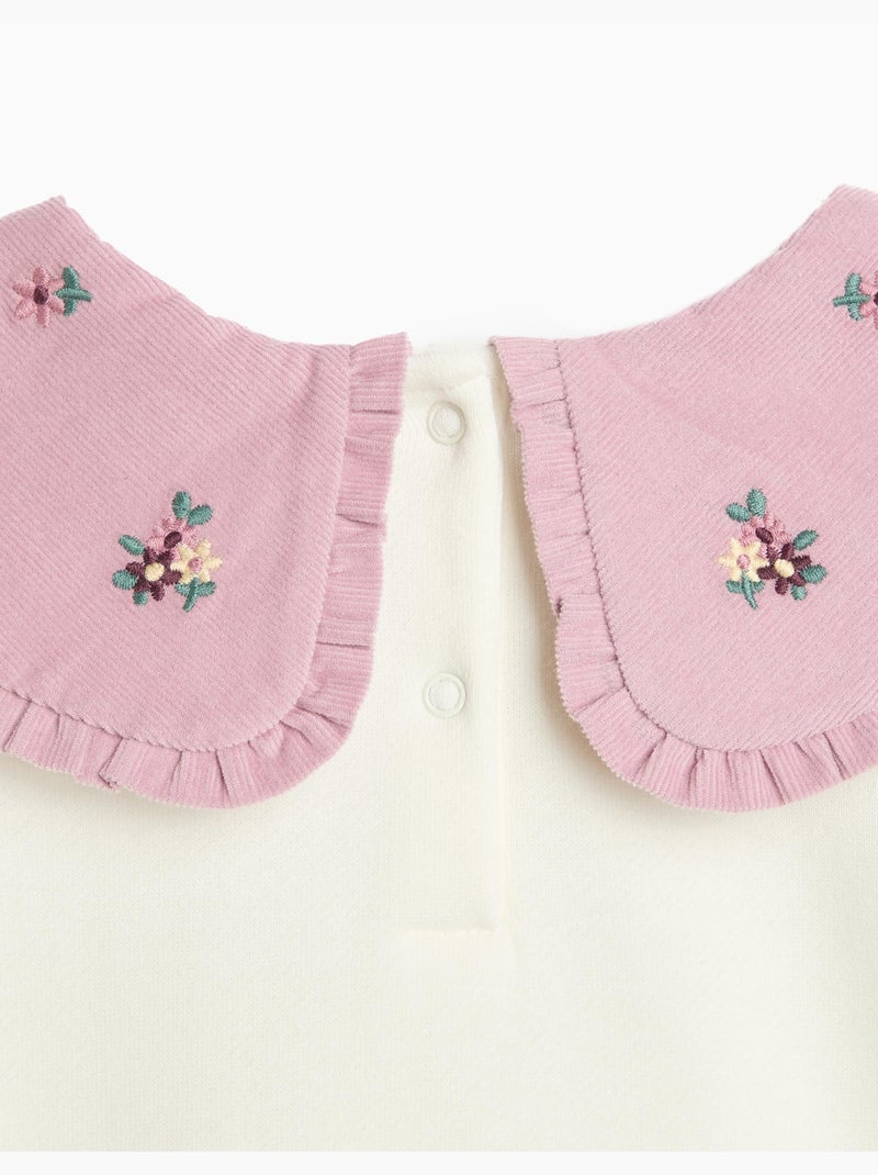 Sudadera con cuello bordado, mo fashion Blanco - Kiabi