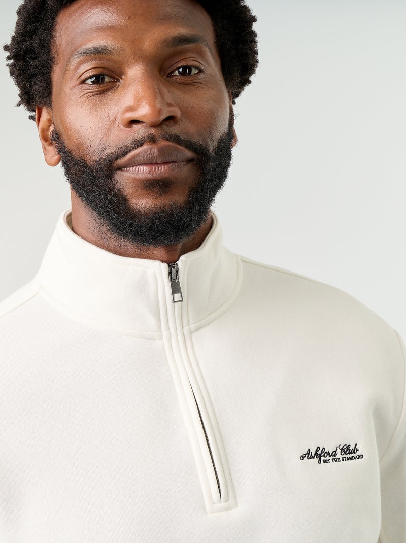 Sudadera con cuello camionero Blanco - Kiabi