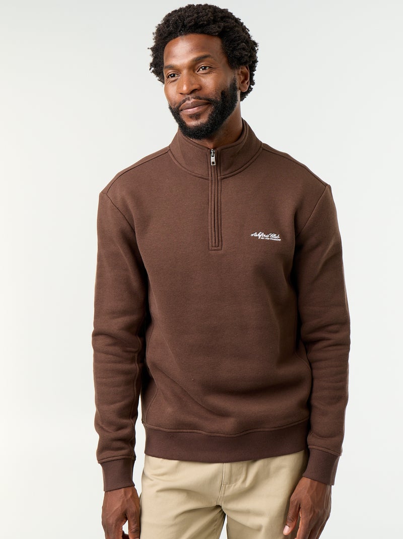 Sudadera con cuello camionero Marron - Kiabi