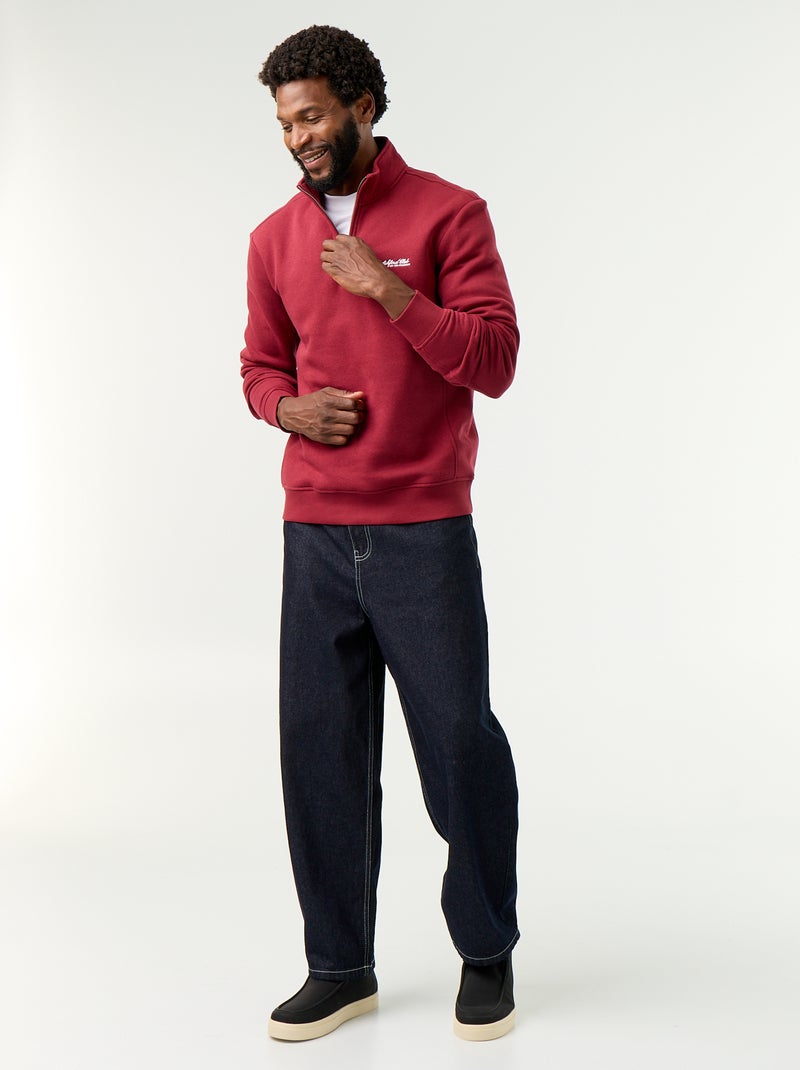 Sudadera con cuello camionero Rojo - Kiabi