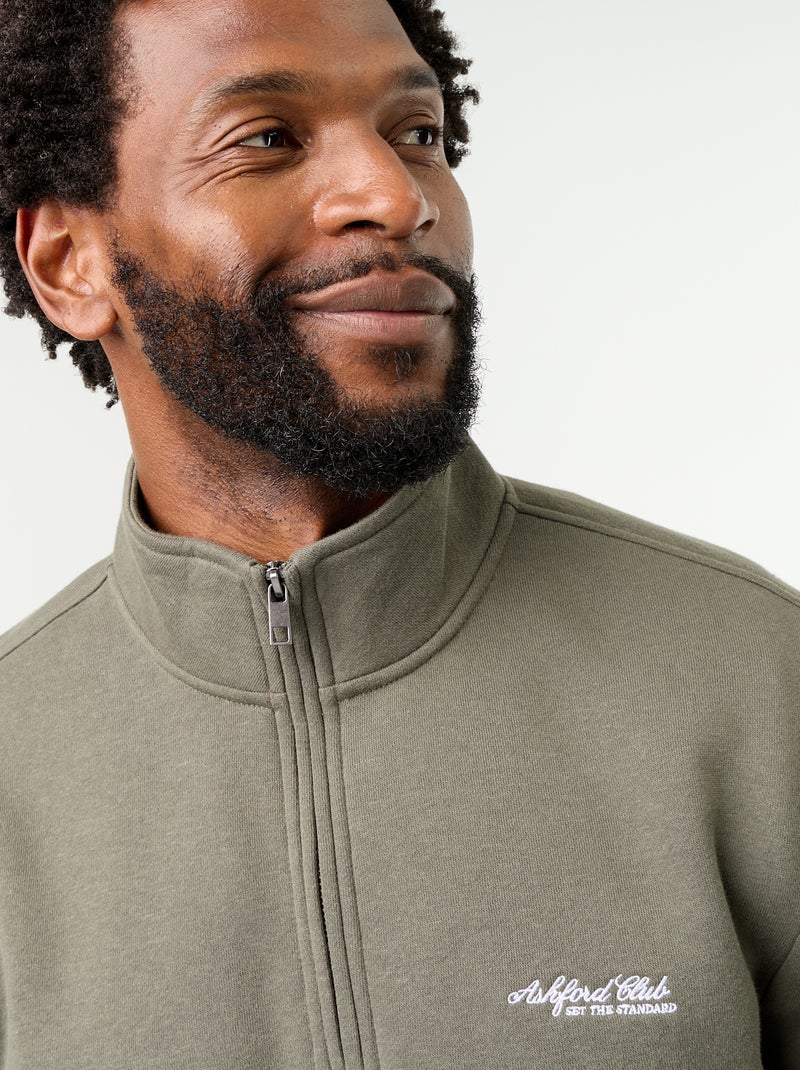 Sudadera con cuello camionero Verde - Kiabi