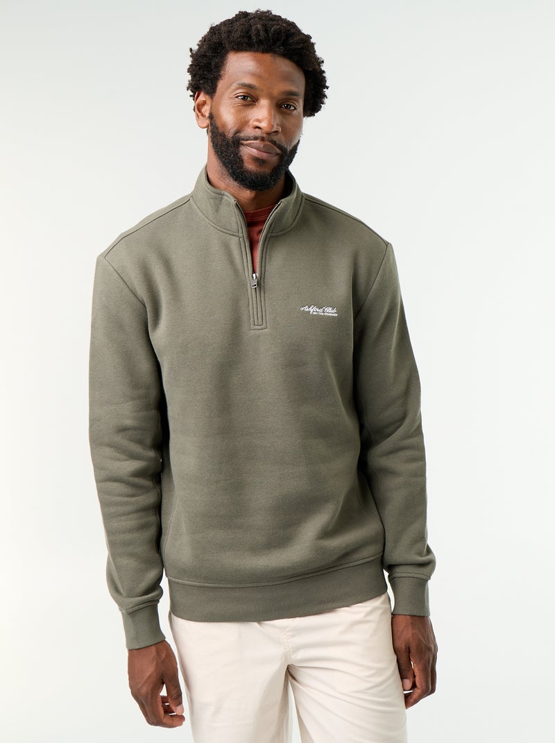 Sudadera con cuello camionero Verde - Kiabi