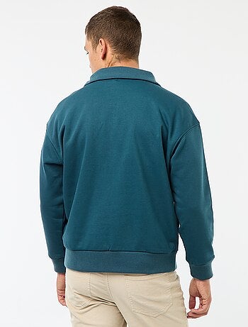 Sudadera con cuello chimenea y cremallera en algodón