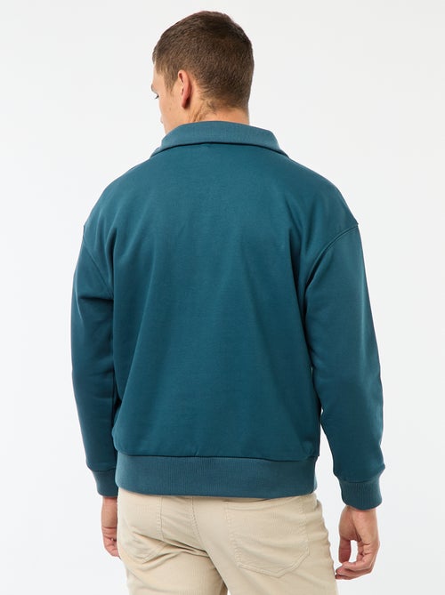 Sudadera con cuello camionero y cremallera en algodón - Kiabi Sudadera con cuello camionero y cremallera en algodón - Kiabi