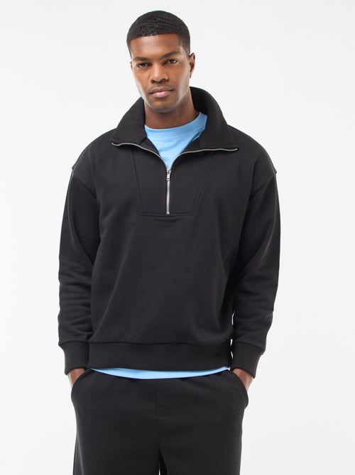 Sudadera con cuello camionero y cremallera en algodón - Kiabi Sudadera con cuello camionero y cremallera en algodón - Kiabi