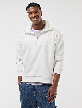 Sudadera con cuello chimenea y cremallera en algodón