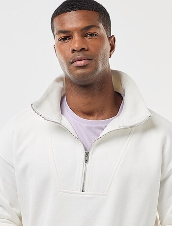 Sudadera con cuello chimenea y cremallera en algodón