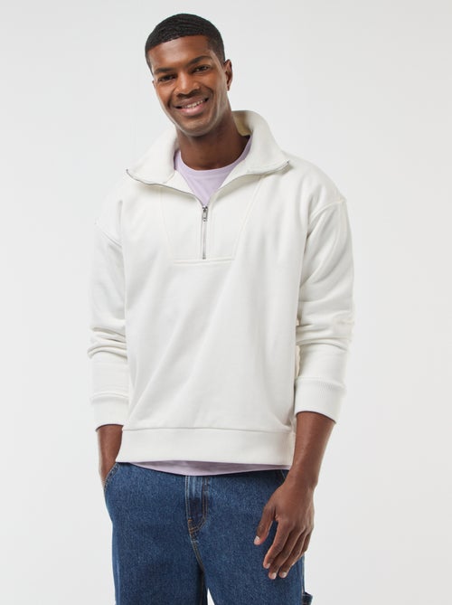 Sudadera con cuello chimenea y cremallera en algodón - Kiabi Sudadera con cuello chimenea y cremallera en algodón - Kiabi