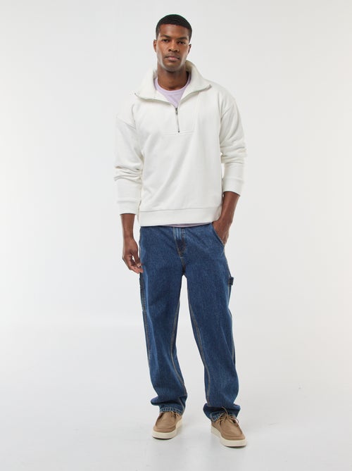 Sudadera con cuello chimenea y cremallera en algodón - Kiabi Sudadera con cuello chimenea y cremallera en algodón - Kiabi