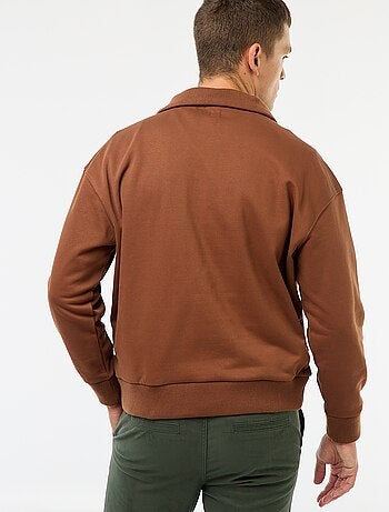 Sudadera con cuello chimenea y cremallera en algodón
