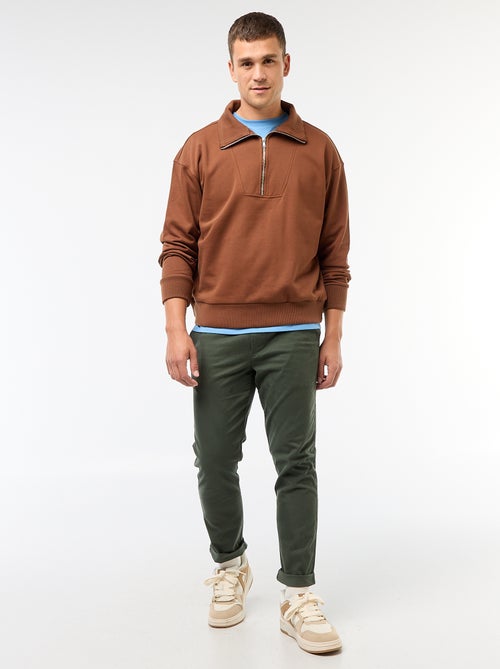 Sudadera con cuello chimenea y cremallera en algodón - Kiabi