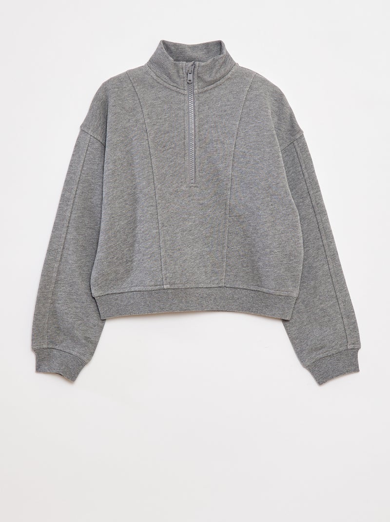 Sudadera con cuello con cremallera Gris - Kiabi