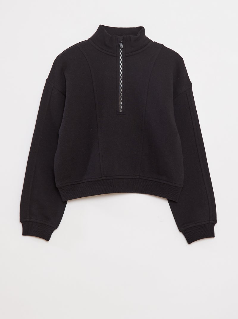 Sudadera con cuello con cremallera negro - Kiabi