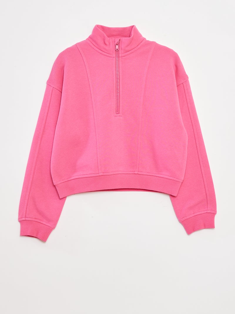Sudadera con cuello con cremallera Rosa - Kiabi