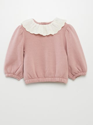 Sudadera con cuello con gorguera bordada