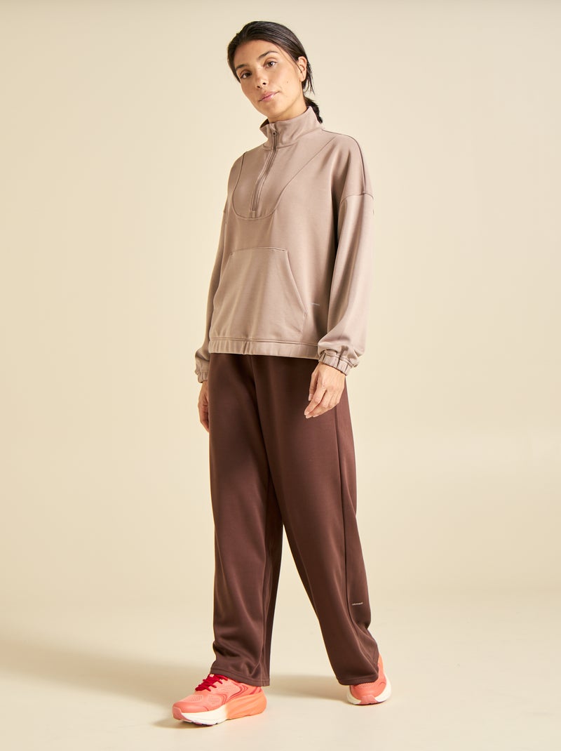 Sudadera con cuello cremallera Beige - Kiabi
