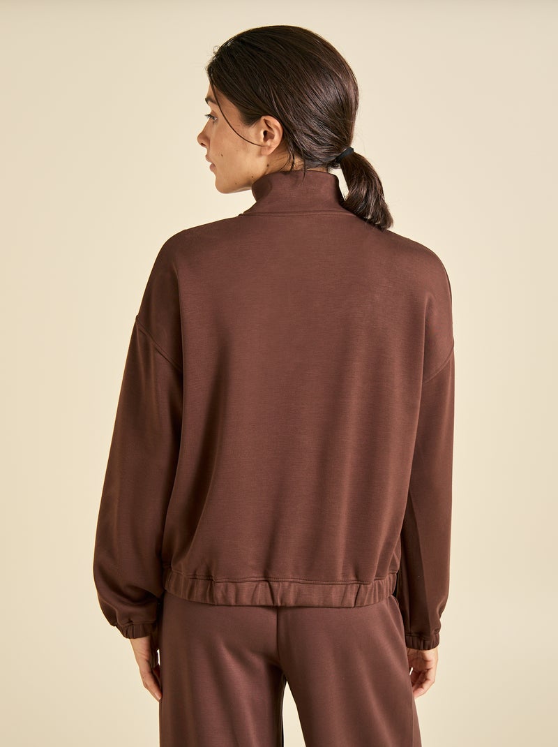 Sudadera con cuello cremallera Marron - Kiabi