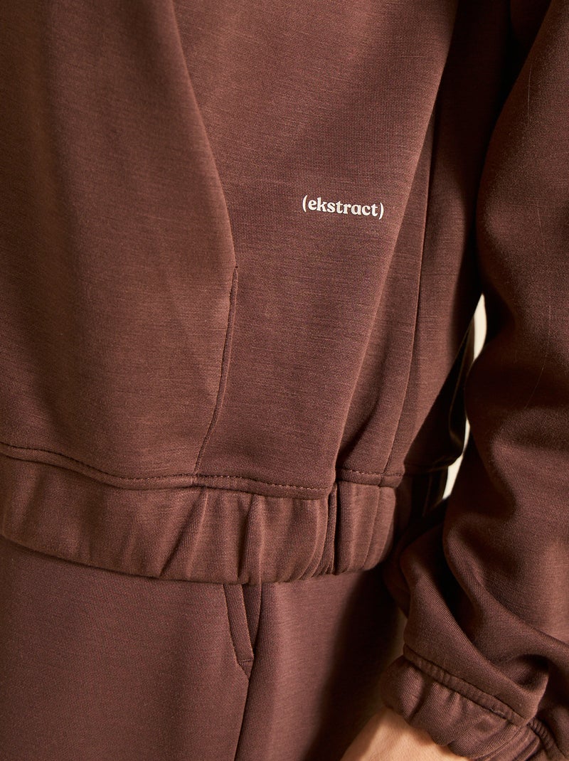 Sudadera con cuello cremallera Marron - Kiabi