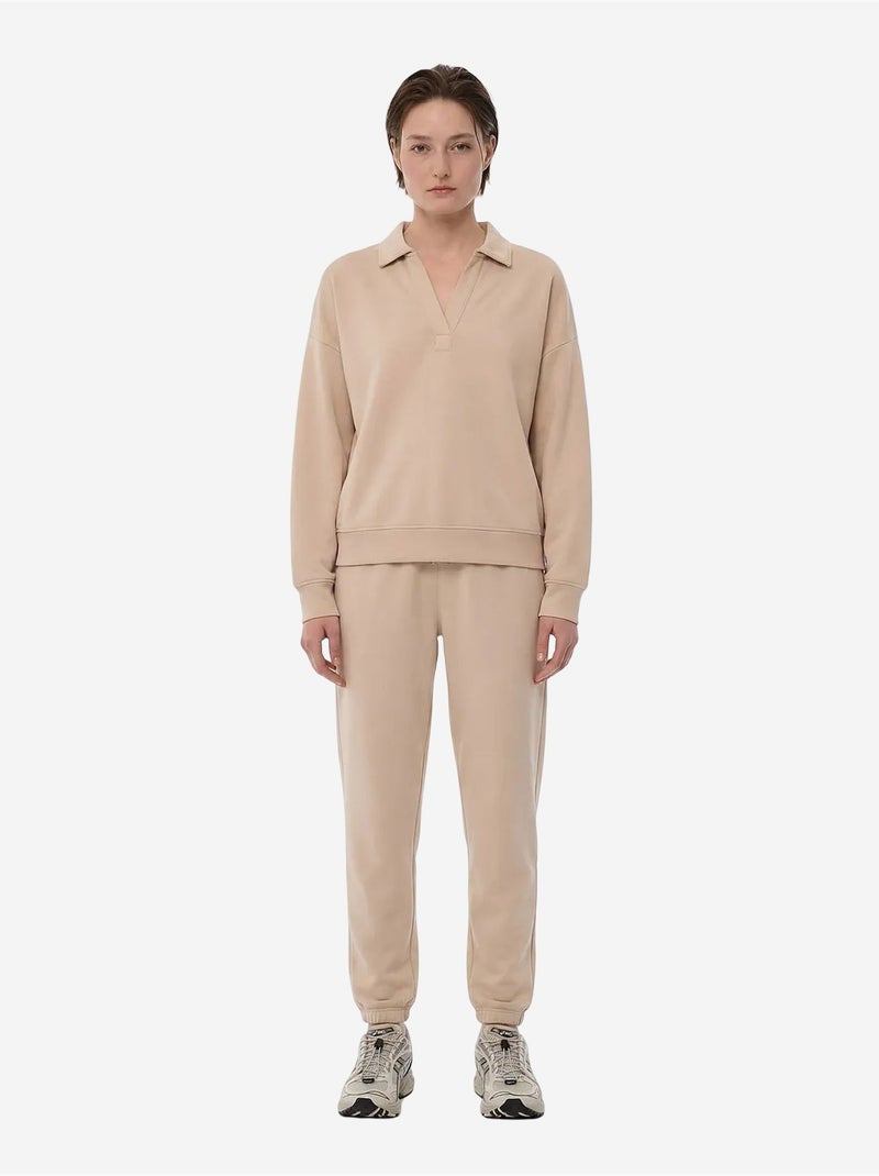 Sudadera con cuello polo de modal penti Beige arcilla - Kiabi