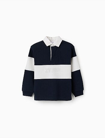 Sudadera con cuello polo y bloque de colores