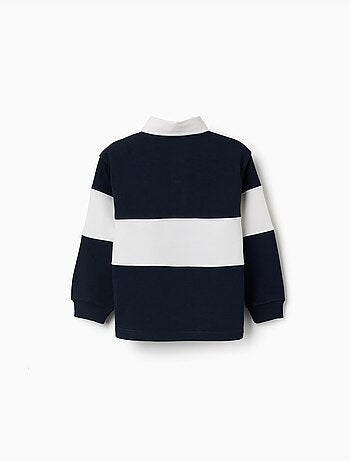 Sudadera con cuello polo y bloque de colores