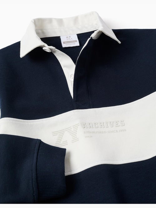 Sudadera con cuello polo y bloque de colores - Kiabi