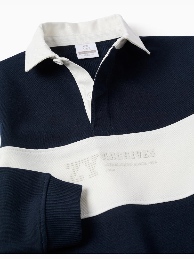 Sudadera con cuello polo y bloque de colores Azul oscuro - Kiabi