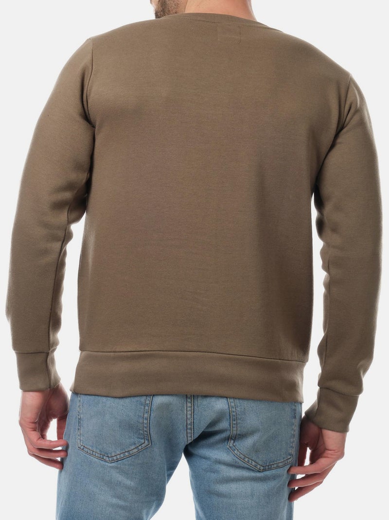 Sudadera con cuello redondo Caqui - Kiabi