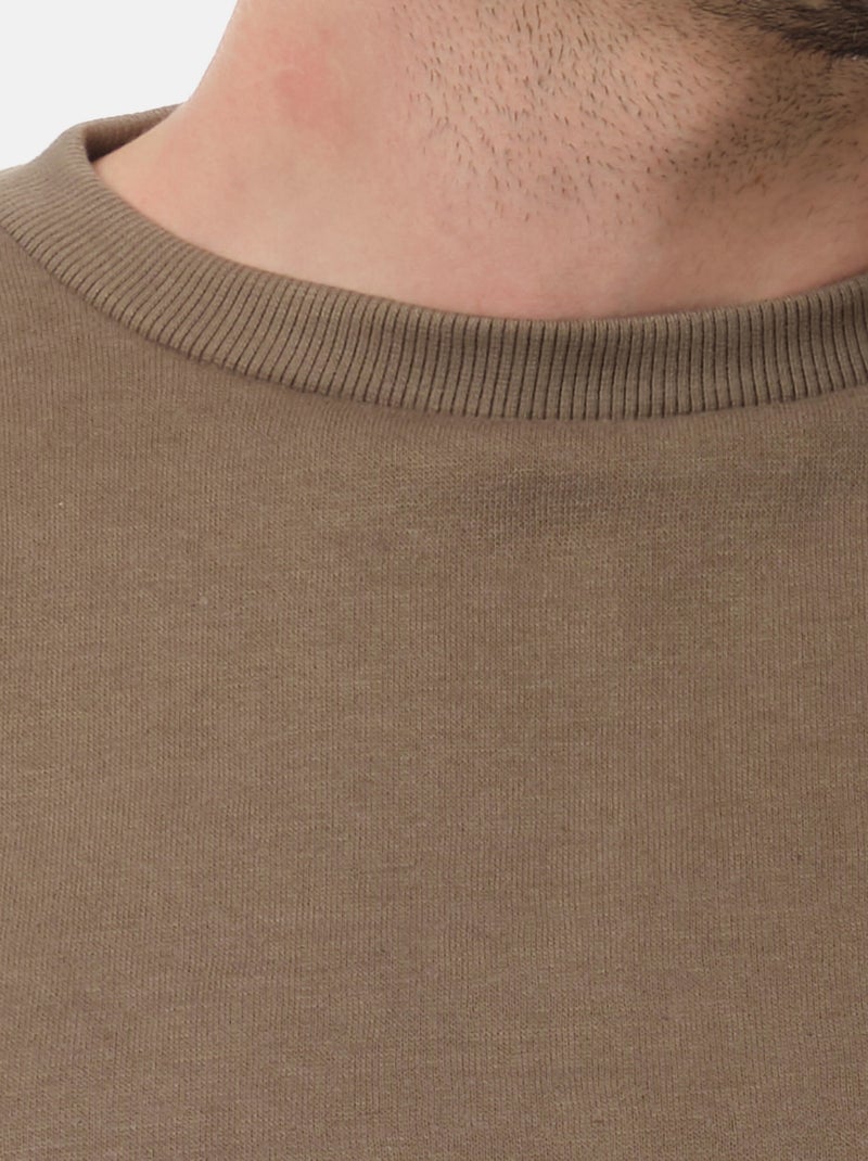 Sudadera con cuello redondo Caqui - Kiabi